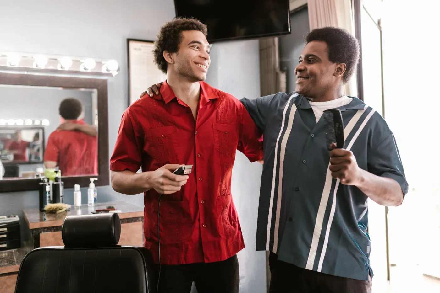 A barber in their shop